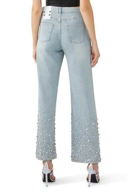 Wide Leg Sparkle Embellished Jeans